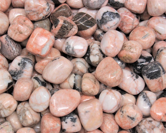 Pink Zebra Jasper Tumbled Stones: Choose Ounces or lb Bulk Wholesale Lots (Premium Quality 'A' Grade)