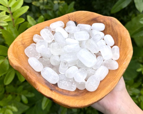 Selenite Tumbled Stones: Choose Ounces or lb Bulk Wholesale Lots (Premium Quality 'A' Grade Natural Selenite Crystals)