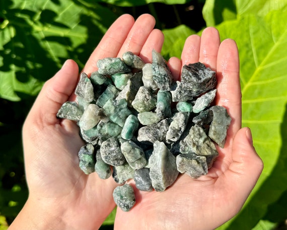 Emerald in Matrix Natural Rough Chips, 0.5 - 1.25": Choose Ounces or lb Bulk Wholesale Lots (Premium Quality Emerald Crystals)