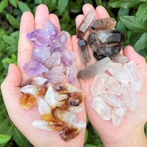 Amethyst, Citrine, Smokey Quartz & Clear Quartz Mixed Crystal Points: 'A' Grade Wholesale Bulk Lots