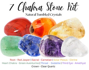 Gemstone CHAKRA Kit: Balancing Set of 7 Tumble Stones & Carry Pouch - Choose How Many (7 Chakra Bag, Set #2)