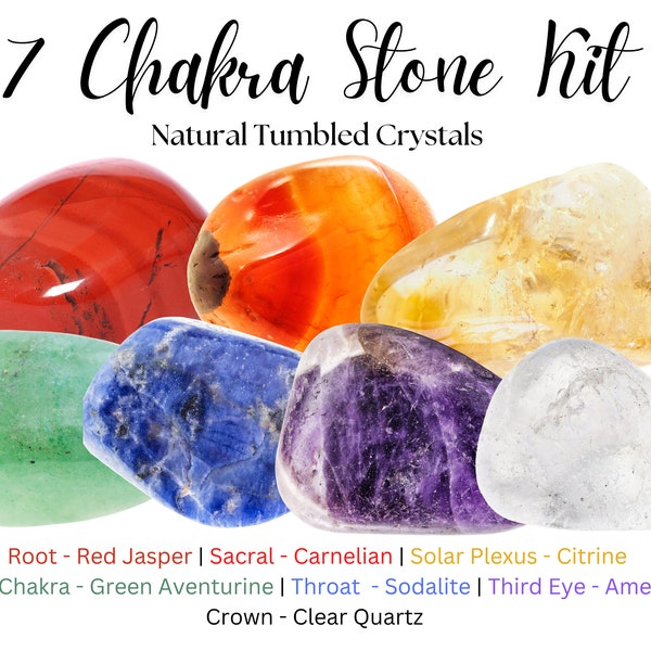 Gemstone CHAKRA Kit: Balancing Set of 7 Tumble Stones & Carry Pouch - Choose How Many (7 Chakra Bag, Set #2)