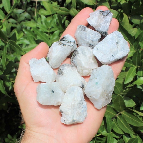 Rainbow Moonstone Natural Rough Gemstone Crystals: Choose How Many Pieces (Premium Quality 'A' Grade)