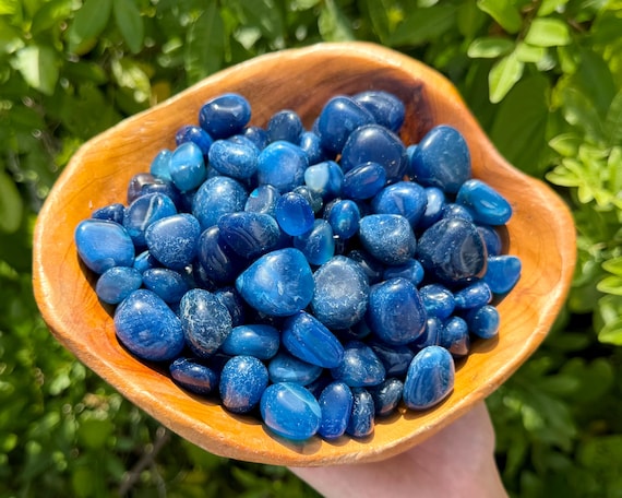 Blue Onyx Tumbled Stones: Choose Ounces or lb Bulk Wholesale Lots ('A' Grade Onyx Crystals)