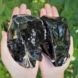 MASSIVE Rough Black Obsidian Natural Crystals: Choose Size, 3 12 Chunks 'A' Grade, Raw Black Obsidian Stones, Natural Obsidian Crystal image 9
