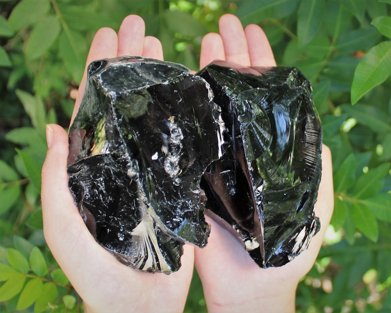 MASSIVE Rough Black Obsidian Natural Crystals: Choose Size, 3 12 Chunks 'A' Grade, Raw Black Obsidian Stones, Natural Obsidian Crystal image 9