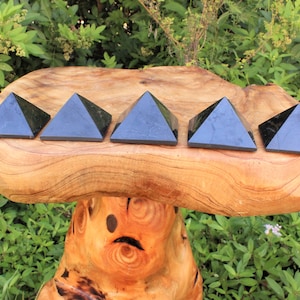 Shungite Crystal Pyramid, Large 1.5&quot; - 1.75&quot; (Crystal Pyramid, Gemstone Pyramid, Stone Pyramid, Carved Pyramid)