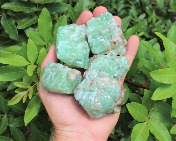 LARGE Rough Green Calcite Chunks, 2 - 3": Choose How Many Pieces (Premium Quality 'A' Grade)