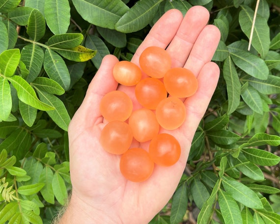 Orange Selenite Tumbled Stones: Choose How Many Pieces (Premium Quality 'A' Grade, Orange Selenite Spheres)