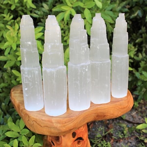 Selenite Tower LARGE 8&quot; Display Piece - Choose How Many (Selenite Crystal Tower, Natural Selenite Point, Selenite Cleansing Crystal)