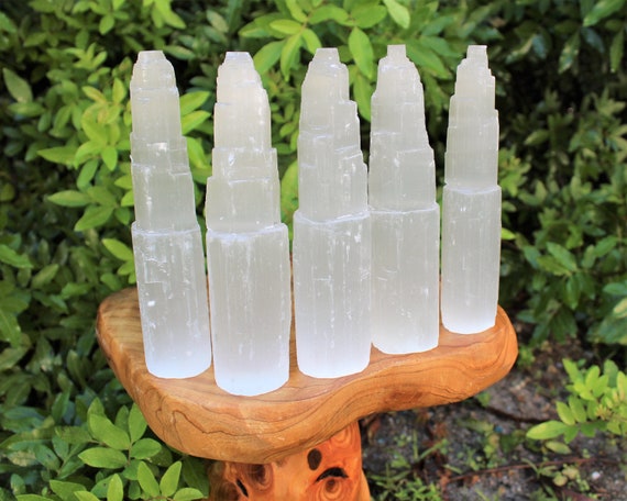 Selenite Tower LARGE 8" Display Piece - Choose How Many (Selenite Crystal Tower, Natural Selenite Point, Selenite Cleansing Crystal)