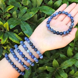 Sodalite Bead Bracelet: 8 mm Round Crystals (Premium Grade Stretch Gemstone Bracelet)