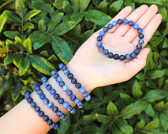 Sodalite Bead Bracelet: 8 mm Round Crystals (Premium Grade Stretch Gemstone Bracelet)