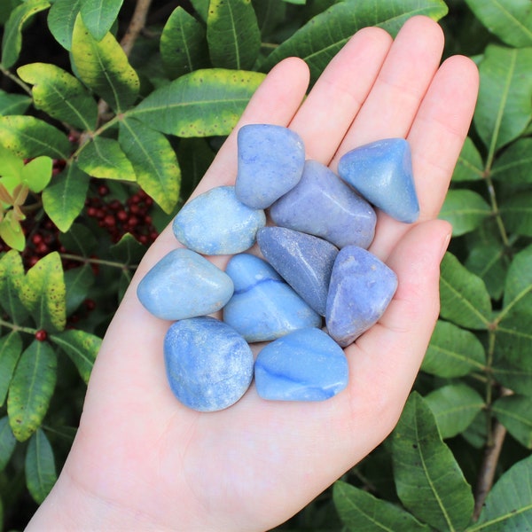 Blue Quartz Tumbled Stones: Choose How Many Pieces (Premium Quality 'A' Grade)