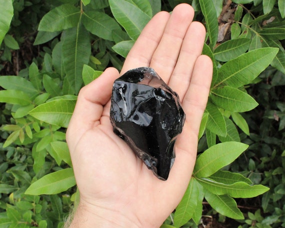 LARGE Rough Black Obsidian Natural Stones, 2 - 3": Choose How Many Pieces (Premium Quality 'A' Grade, Raw Black Obsidian Crystals)