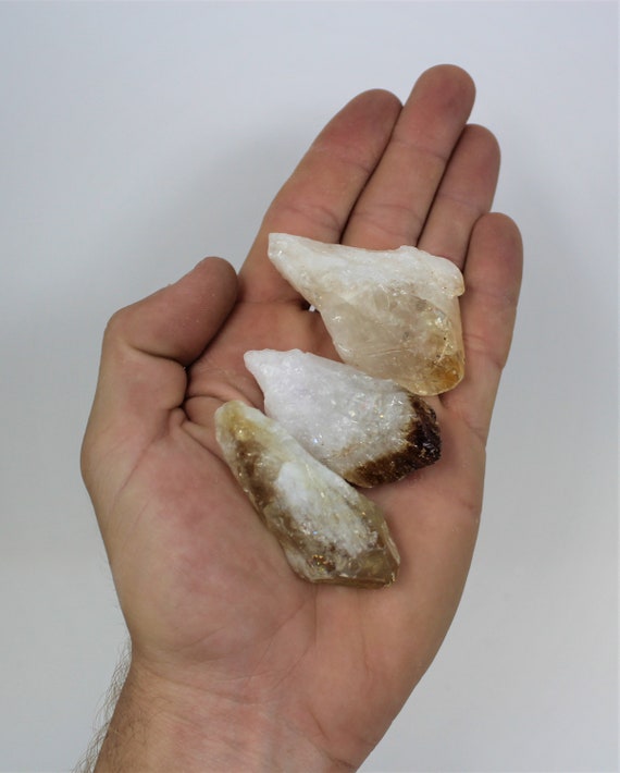 3 LARGE Citrine Points Crystals 1" - 2" (Lot of 3 Pieces) (Raw Citrine Points, Citrine Crystal, Raw Citrine)