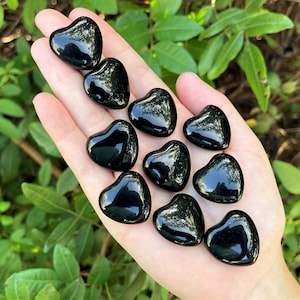 Black Obsidian Heart 1&quot; - Choose How Many (&#39;A&#39; Grade Premium Quality Black Obsidian Crystal Heart)