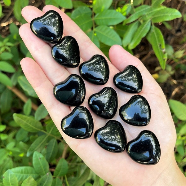 Black Obsidian Heart 1" - Choose How Many ('A' Grade Premium Quality Black Obsidian Crystal Heart)