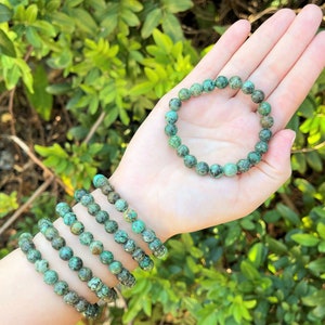 African Turquoise Bead Bracelet: 8 mm Round Crystals (Premium Grade Stretch Bracelet, African Turquoise Bracelet, Gift)