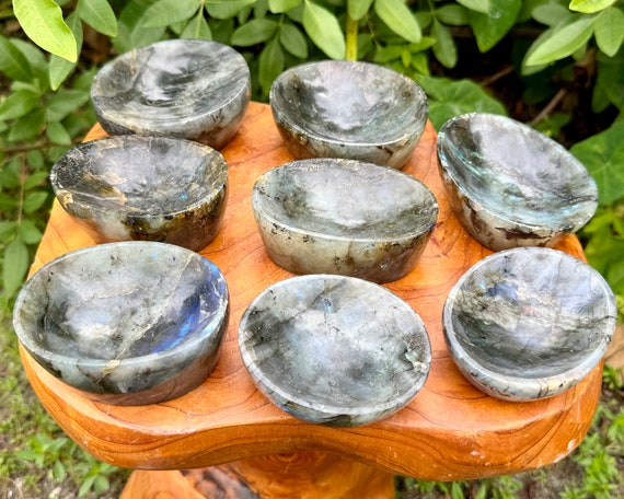 Small Labradorite Crystal Bowls / Natural Polished Labradorite Dish - Choose Size ('A' Grade Labradorite Crystal Home Decor Specimens)