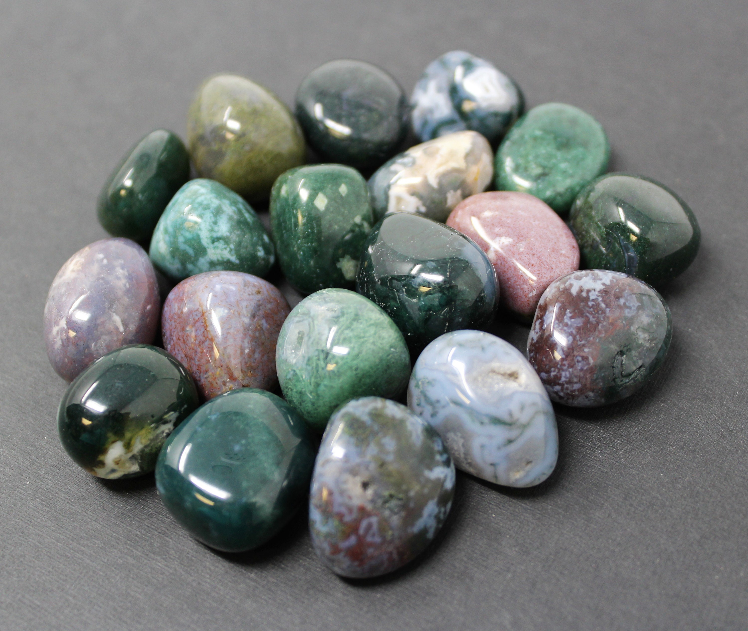 Moss Agate Tumbled Stones: Choose How Many Pieces ('A' Grade, Tumbled 