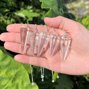 Clear Quartz Pendulum, Faceted with Chain Crystal Pendulum, Dowsing, Divination image 2