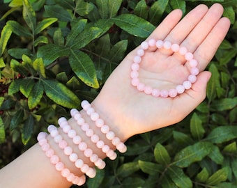 Rose Quartz Bead Bracelet: 6 mm or 8 mm Round Crystals (Premium Grade Stretch Gemstone Bracelet, Love Stone Bracelet)