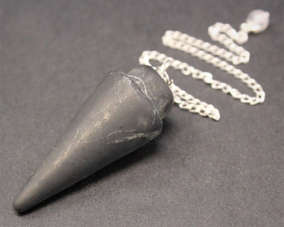 Shungite Pendulum & Chain (Crystal Pendulum, Dowsing, Divination, EMF)