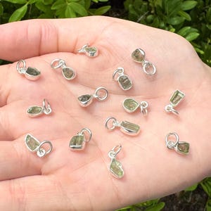 Genuine Moldavite Crystal Pendants - 925 Sterling Silver Moldavite Pendant / Necklace (Premium Quality Raw Moldavite Jewelry, Czech Repubic)