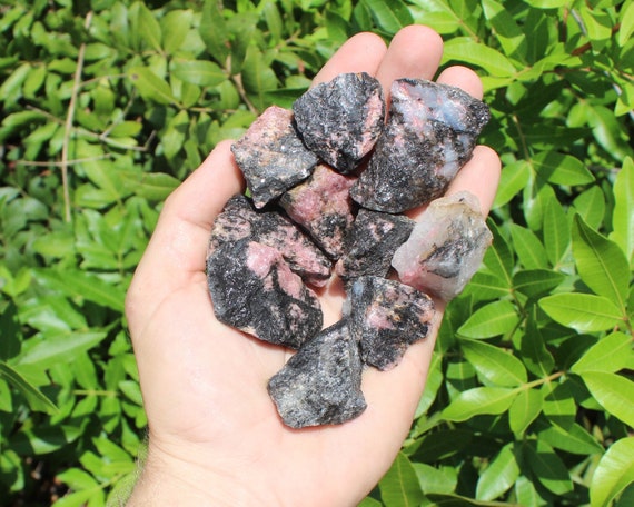 Rhodonite Rough Natural Stones: Choose How Many Pieces (Premium Quality 'A' Grade)