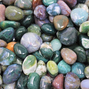 Moss Agate Tumbled Stones: Choose Ounces or lb Bulk Wholesale Lots (Premium Quality &#39;A&#39; Grade)