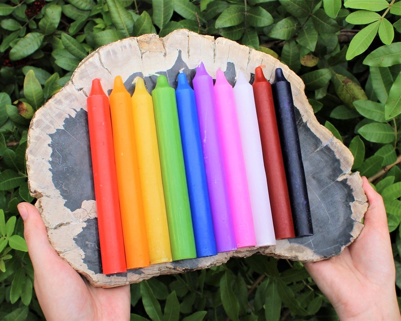 Set of 10 LARGE 6 Candles 10 Color Mixed Assortment Great Value, Long Burn Time afbeelding 1