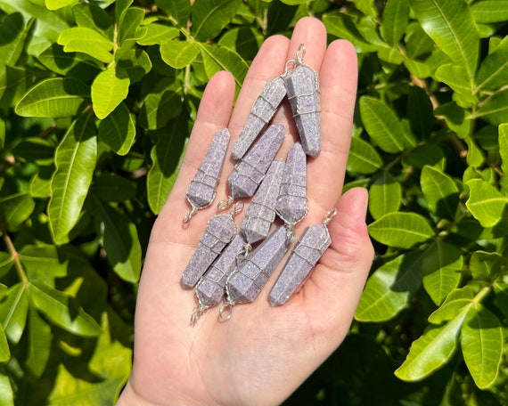 Lepidolite Wire Wrapped Point Pendant / Necklace (Lepidolite Point Pendant, Wire Wrapped Lepidolite Point Necklace)