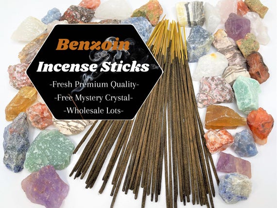 BENZOIN Incense Sticks + FREE Mystery Crystal: Choose How Many (Wholesale Bulk Lots)