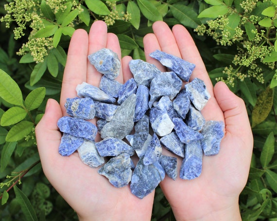 Sodalite Rough Natural Chips, 0.5 - 1.25": Choose Ounces or lb Wholesale Bulk Lots ('A' Grade Raw Sodalite Chips)