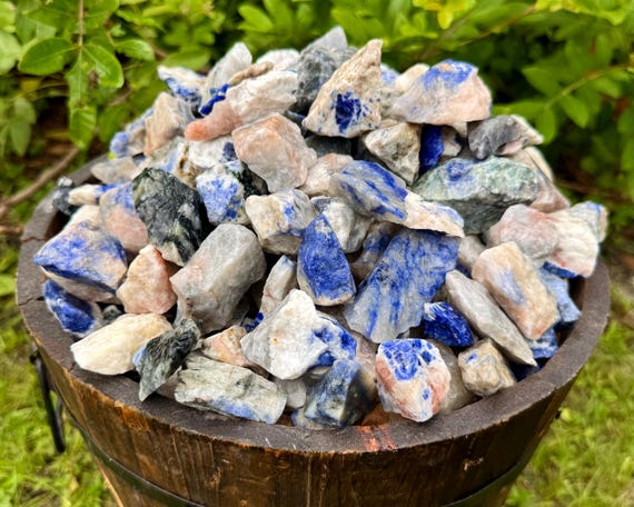 CLEARANCE Sodalite Natural Rough Stones: Choose Ounces or lb Bulk Wholesale Lots (B/C Quality Raw White Sodalite Crystals)