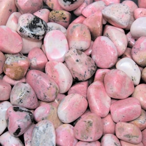 Rhodonite Tumbled Stones: Choose Ounces or lb Bulk Wholesale Lots ('A' Grade)