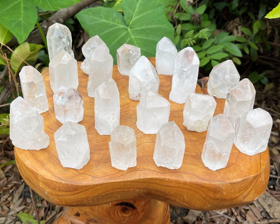 Small Clear Quartz Crystal Point with Cut Base, Free Standing Crystal: Choose Size (Crystal Points, Clear Quartz Point, Natural Rough Point)