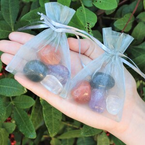 Spirituality Crystal Kit, 4 pcs In Organza Pouch Most Popular Tumbled Crystal Gift Kits Chakra Protection Healing Sets 2 Sets