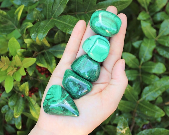 Malachite Tumbled Stones, Large 1" - 1.5": Choose How Many Pieces (Premium Quality 'A' Grade)