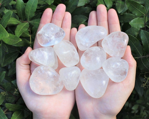 LARGE Clear Quartz Tumbled Stones: Choose How Many Pieces ('A' Grade, Tumbled Clear Quartz)