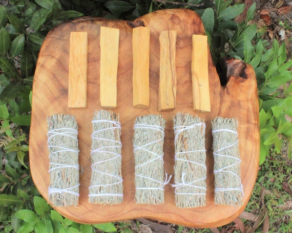 Blue Sage + Palo Santo Bundles: Choose How Many Sets (Blue Sage Smudge Bundles & Palo Santo Wood  Combo Kits, House Cleansing)