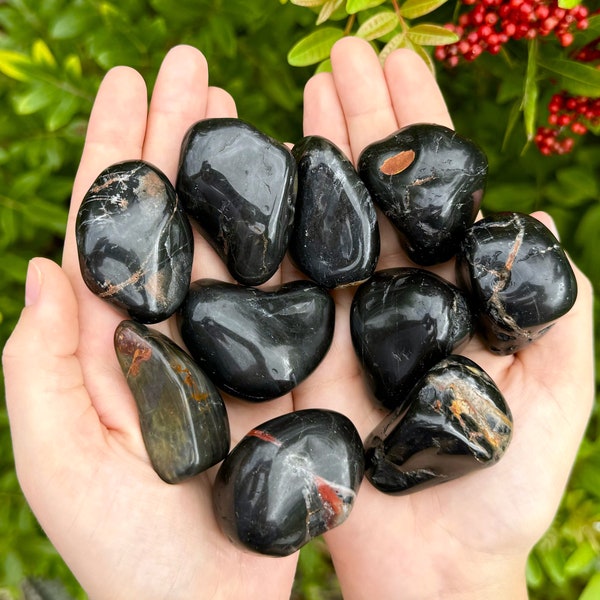LARGE Black Onyx Tumbled Stones, 1.5 - 2.5": Choose How Many Pieces (Premium Quality 'A' Grade Black Onyx Crystals)