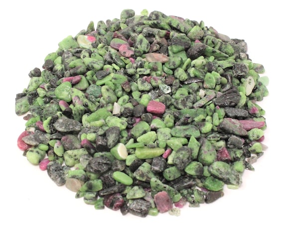 Ruby Zoisite Semi Tumbled Gemstone Mini Chips 5 - 7 mm: Choose Ounces or lb Loose Wholesale Bulk Lots ('A' Grade Ruby Zoisite Chips)