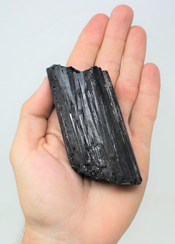 EXTRA LARGE Black Tourmaline Logs: Premium Grade Material 5 - 7 oz (Natural Tourmaline Crystals, Home Protection Crystal)