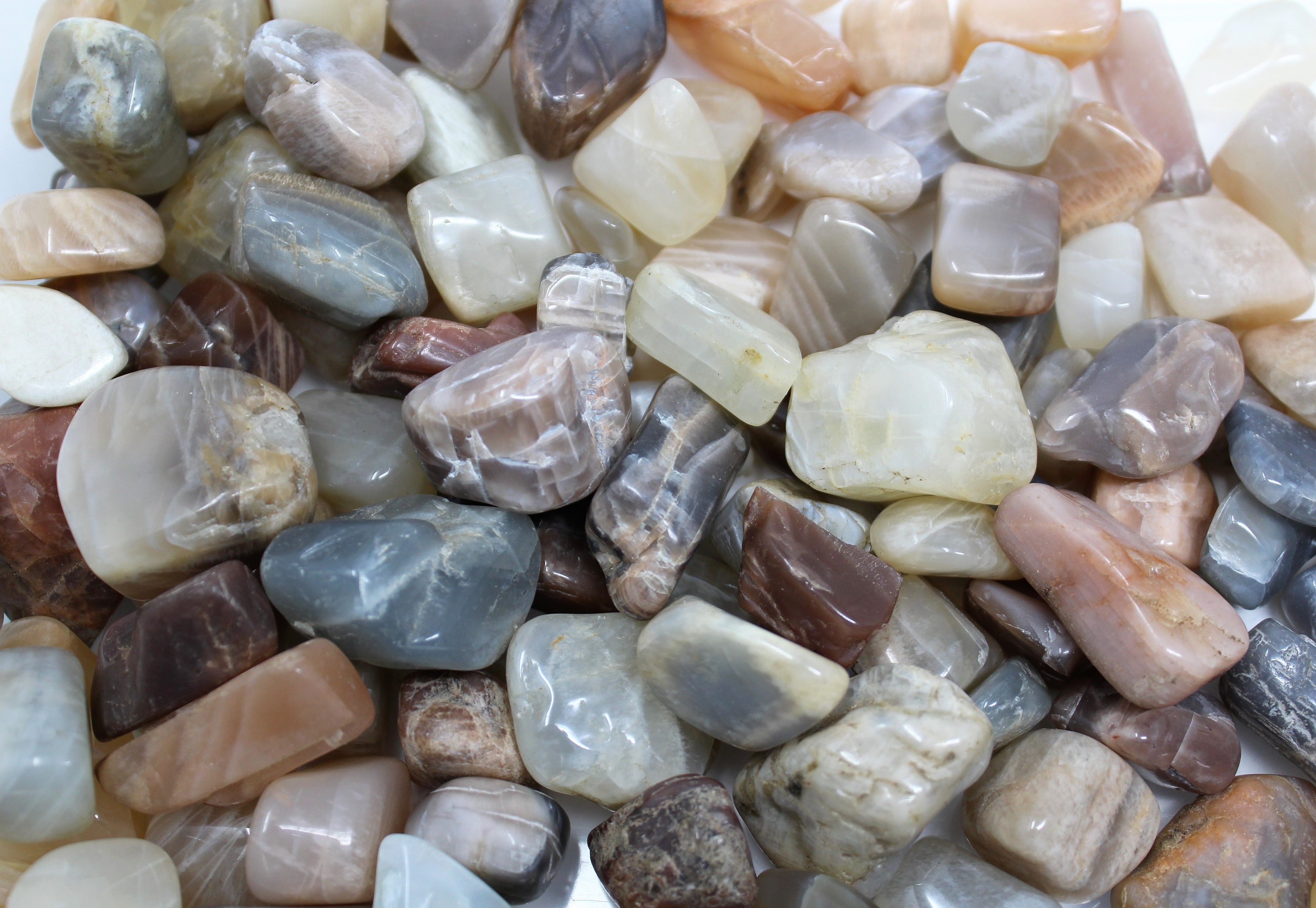 Moonstone Tumbled Stones Choose 2 oz, 4 oz, 8 oz or 1 lb Bulk Lots ('A