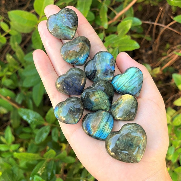 Labradorite Heart 1": Choose How Many ('A' Grade Premium Quality Labradorite Crystal Hearts)