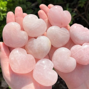 LARGE Rose Quartz Crystal Hearts, 1.5" - 1.75" Choose How Many (Polished Pink Quartz Gemstones)
