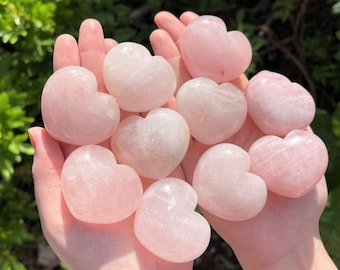 LARGE Rose Quartz Heart Crystal, 1.5" - 1.75" (Crystal Heart, Gemstone Heart, Palm Stone, Rose Quartz Crystal, Polished Rose Quartz)