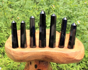 Black Tourmaline Obelisk, 2.75 - 4&quot; Natural Black Tourmaline Crystal Tower (8 Sided A Grade Black Tourmaline Crystal Point, Crystal Healing)